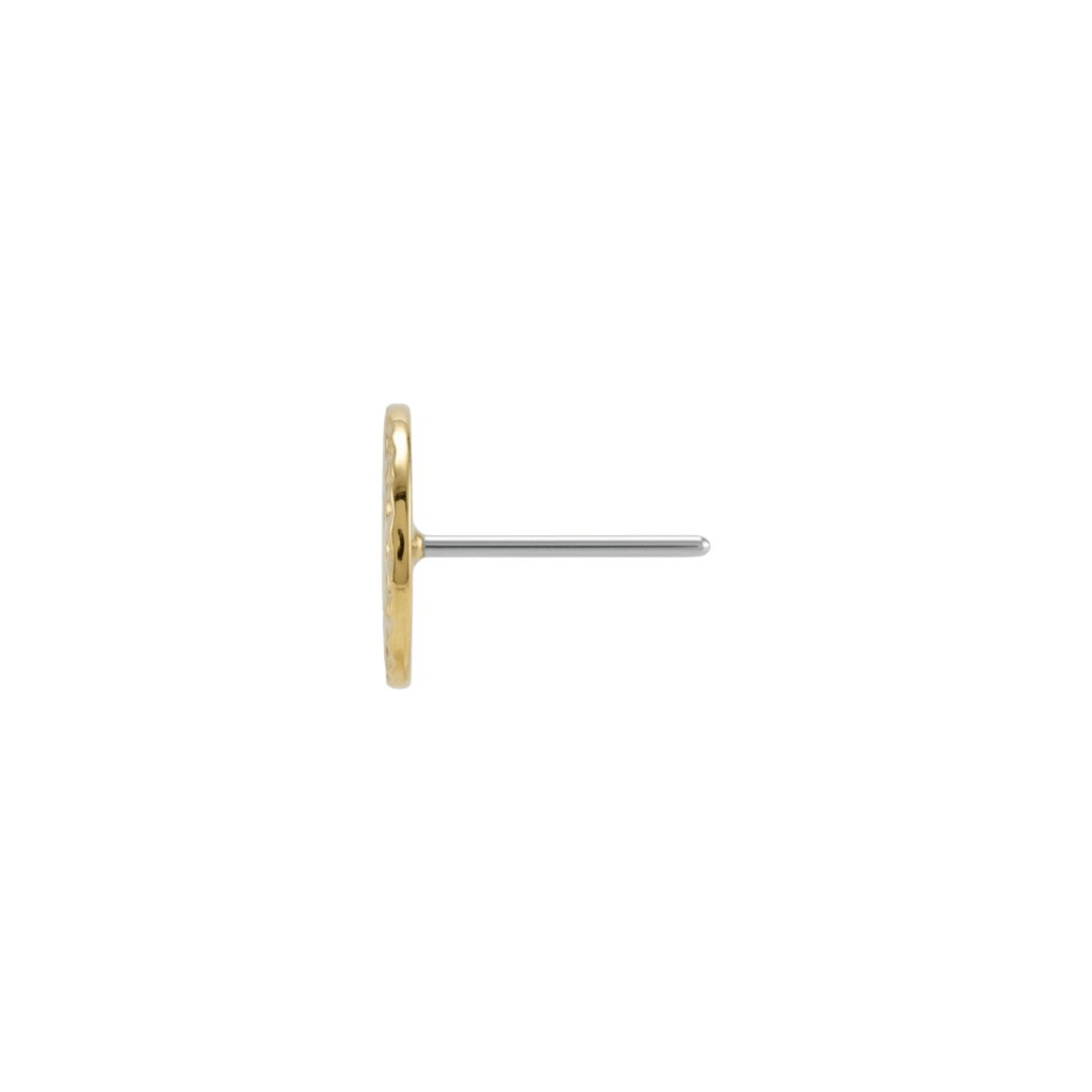 Hammered Disk - 18K Gold Threadless/Threaded End - piercing-zone.com