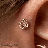 Hammered Disk - 18K Gold Threadless/Threaded End - piercing-zone.com
