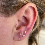 Hammered Disk – Textured Finish – 14K Gold Threadless End - piercing - zone.com