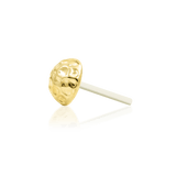 Hammered Dome – Textured 3D Disk – 14K Gold Threadless End - piercing - zone.com