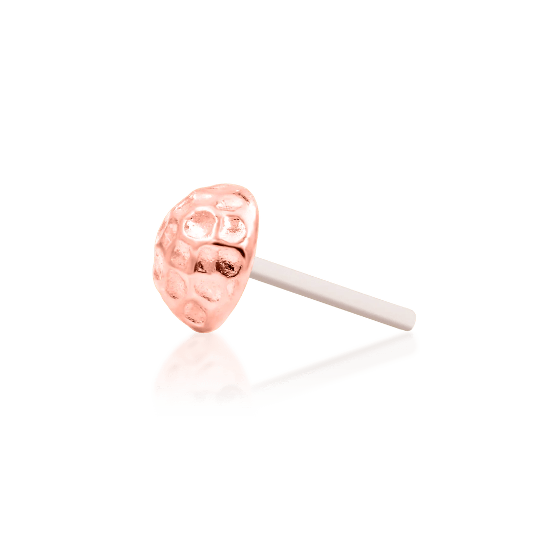 Hammered Dome – Textured 3D Disk – 14K Gold Threadless End - piercing - zone.com