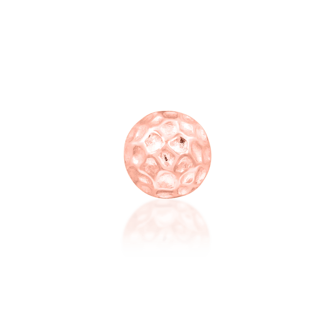 Hammered Dome – Textured 3D Disk – 14K Gold Threadless End - piercing - zone.com