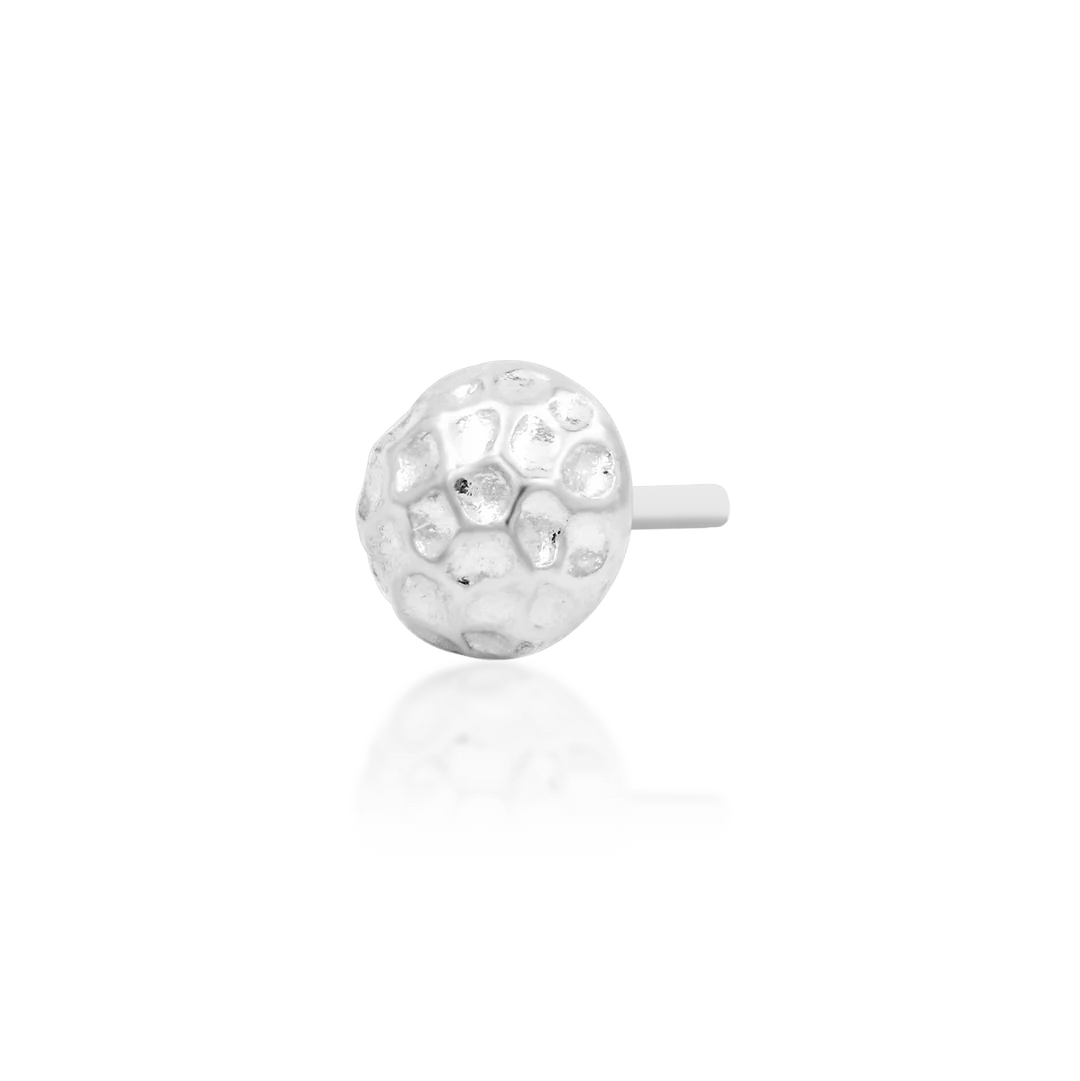 Hammered Dome – Textured 3D Disk – 14K Gold Threadless End - piercing - zone.com