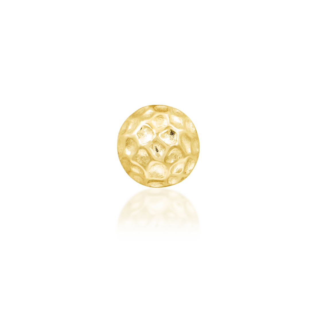 Hammered Dome – Textured 3D Disk – 14K Gold Threadless End - piercing - zone.com