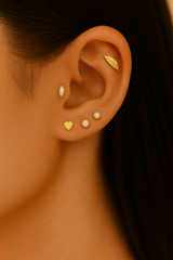 Hammered Heart – 14K Gold Threadless End - piercing - zone.com