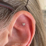 Hammered Heart – Textured Gold Accent – 14K Gold Threadless End - piercing - zone.com