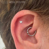 Hammered Heart – Textured Gold Accent – 14K Gold Threadless End - piercing - zone.com
