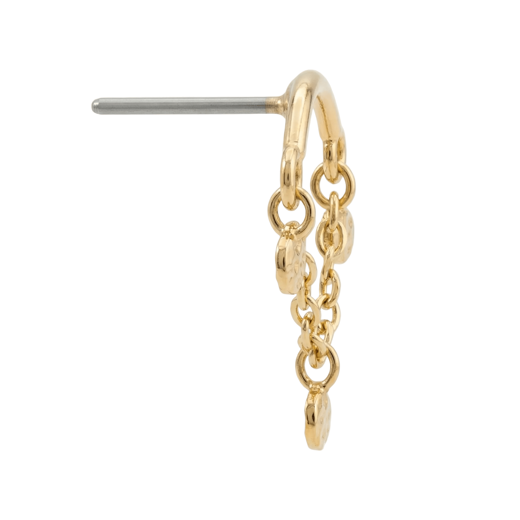 Hammered Helix – 14K Gold Threadless/Threaded End - piercing - zone.com