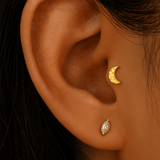 Hammered Moon – 14K Gold Threadless End - piercing - zone.com