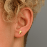 Hammered Star – 14K Gold Threadless End - piercing - zone.com