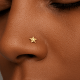 Hammered Star – 14K Gold Threadless End - piercing - zone.com
