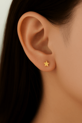 Hammered Star – 14K Gold Threadless End - piercing - zone.com