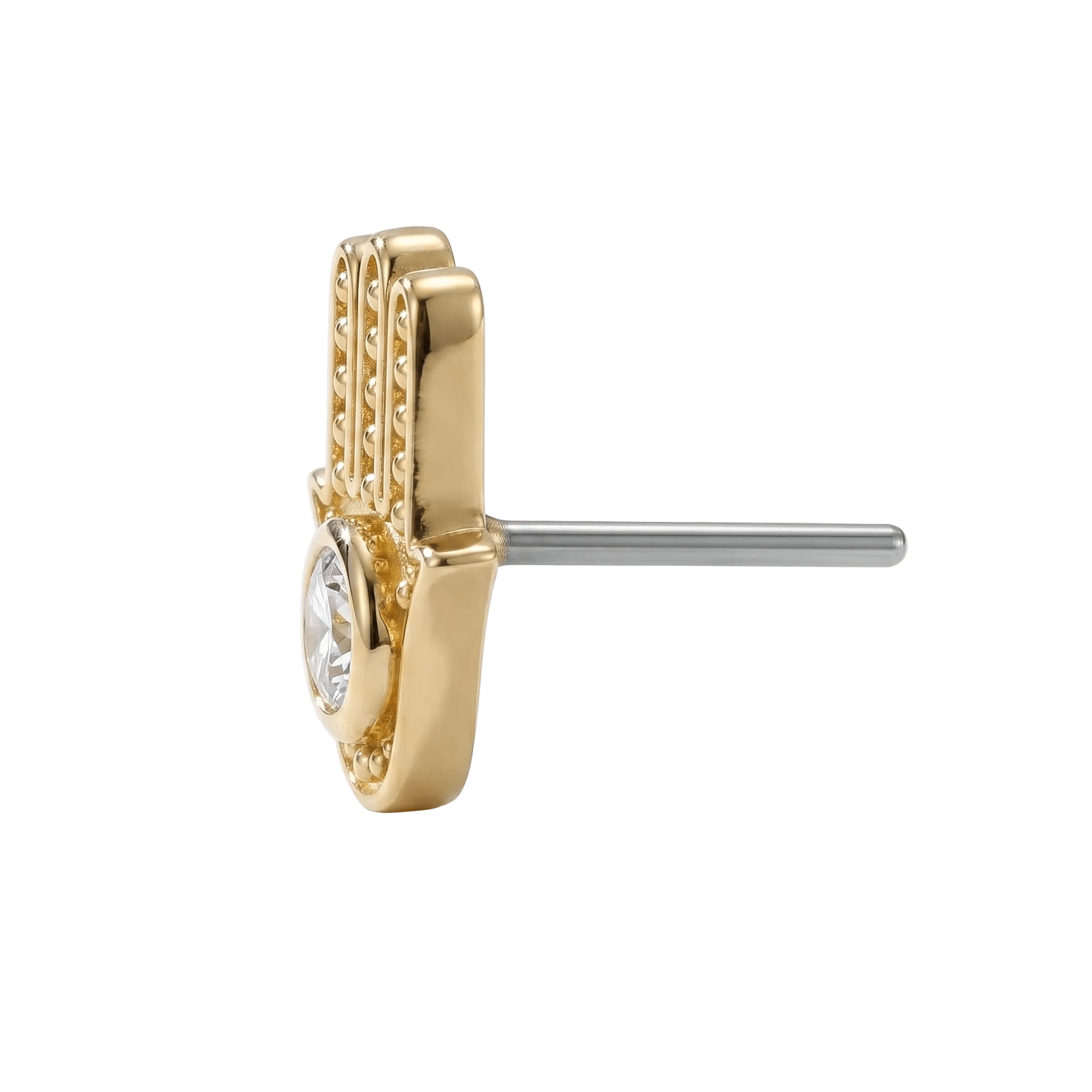 Hamsa - 14K Gold Stone Threadless/Threaded End - piercing - zone.com