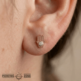Hamsa - 14K Gold Stone Threadless/Threaded End - piercing - zone.com