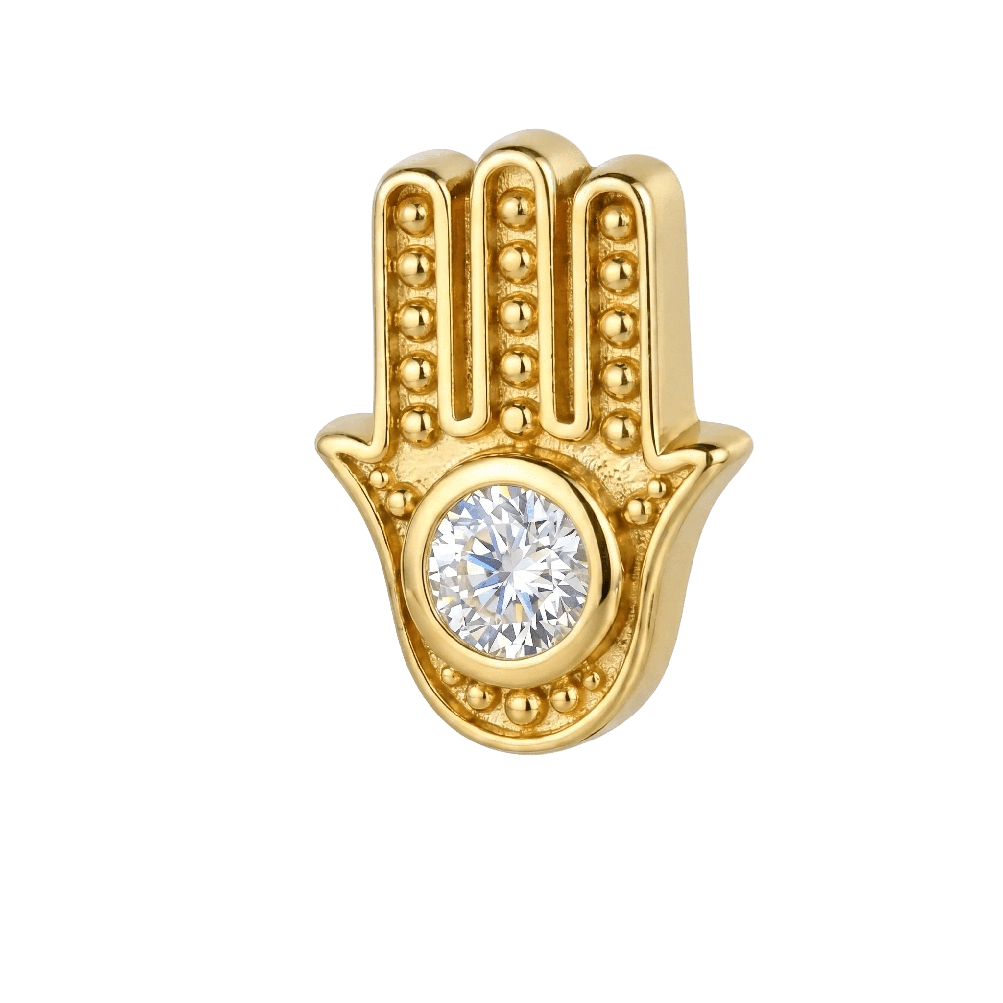 Hamsa - 14K Gold Stone Threadless/Threaded End - piercing - zone.com