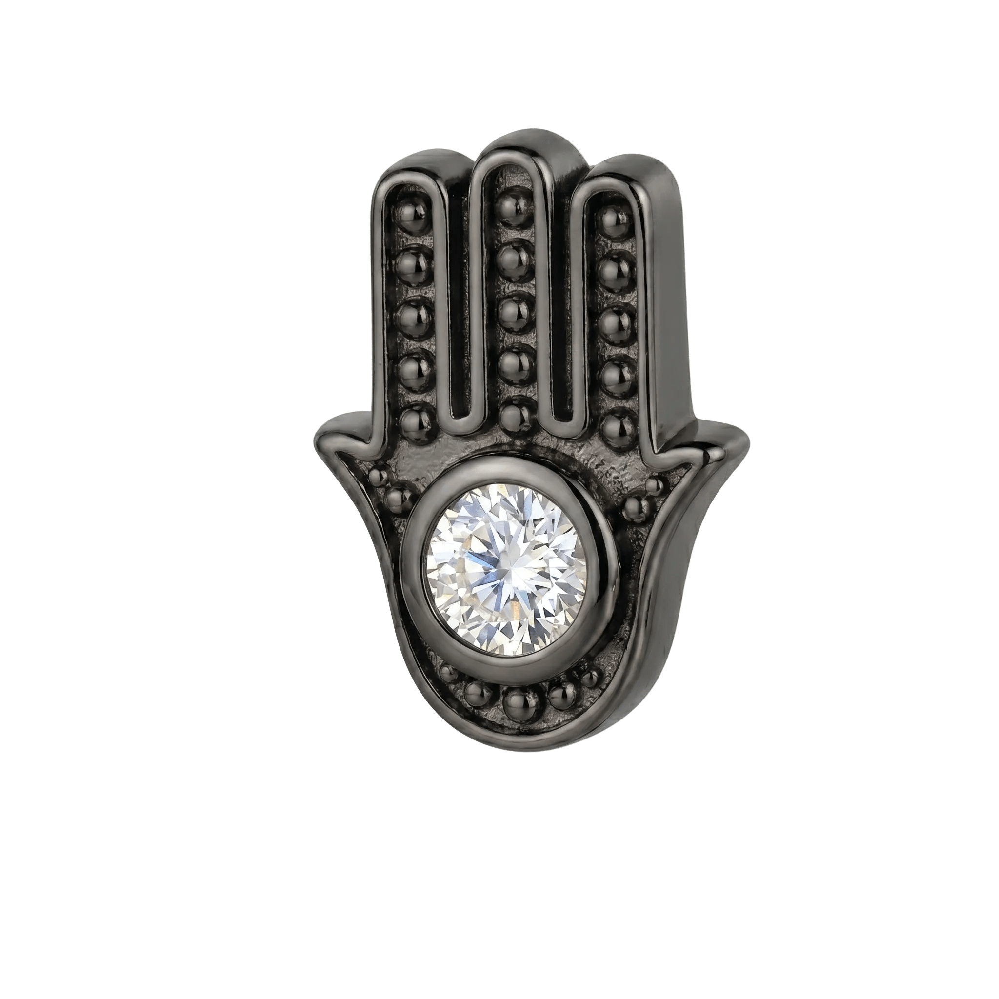Hamsa - 14K Gold Stone Threadless/Threaded End - piercing - zone.com