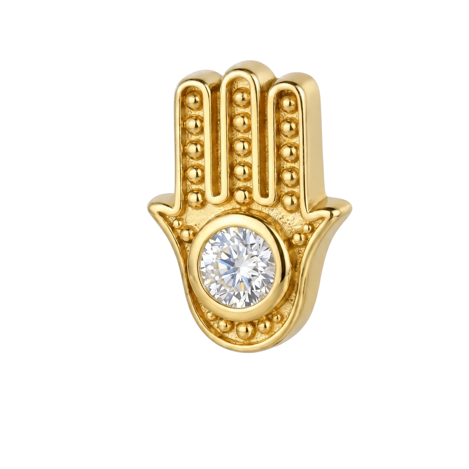 Hamsa - 14K Gold Stone Threadless/Threaded End
