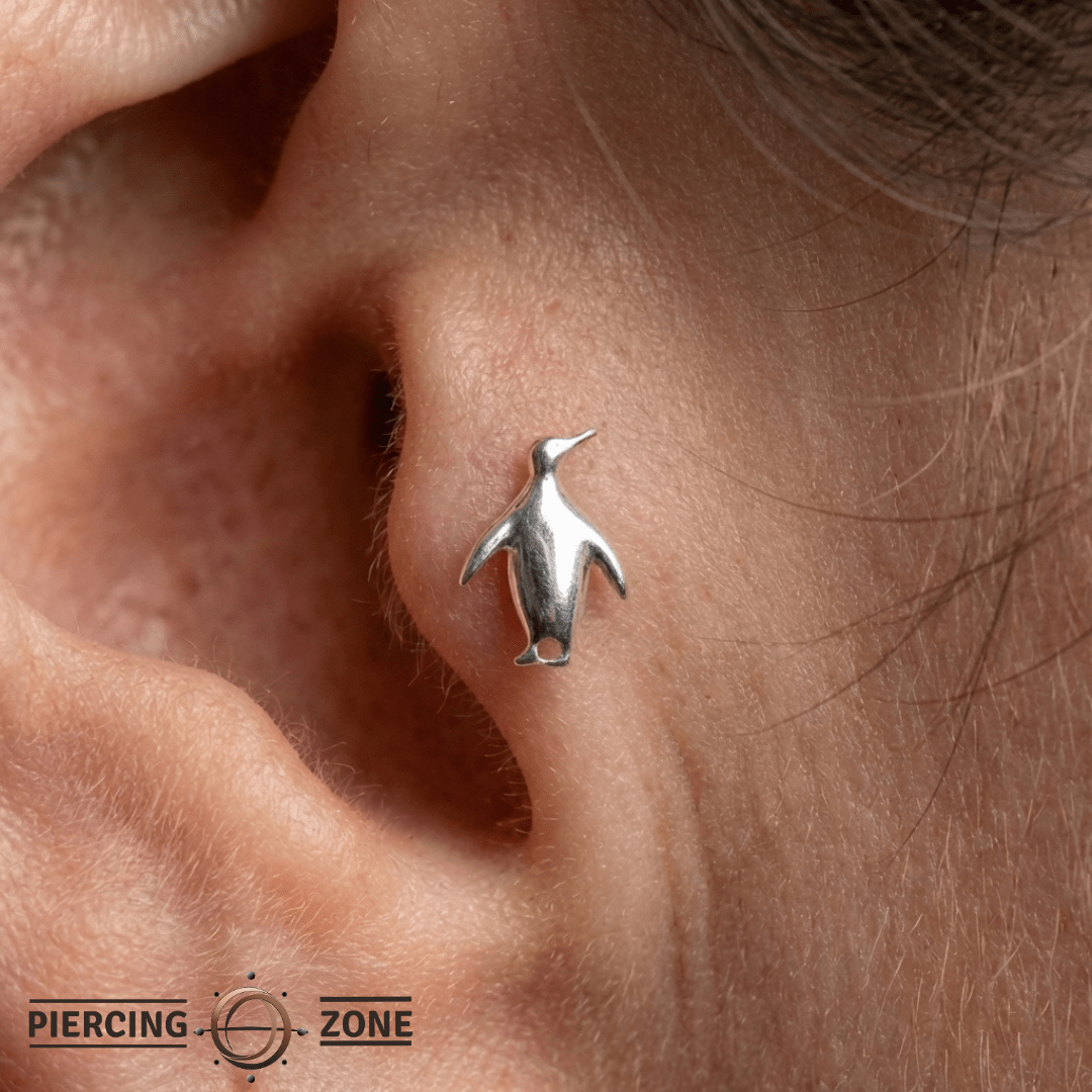 Happy Feet – 14K Gold Penguin Threadless End - piercing - zone.com