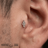Harlequin Pin - 14K Gold Geometric Threadless End - piercing - zone.com
