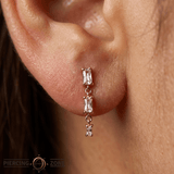 Harlow – 14K Gold Swarovski CZ Tapered Trio Threadless End - piercing - zone.com