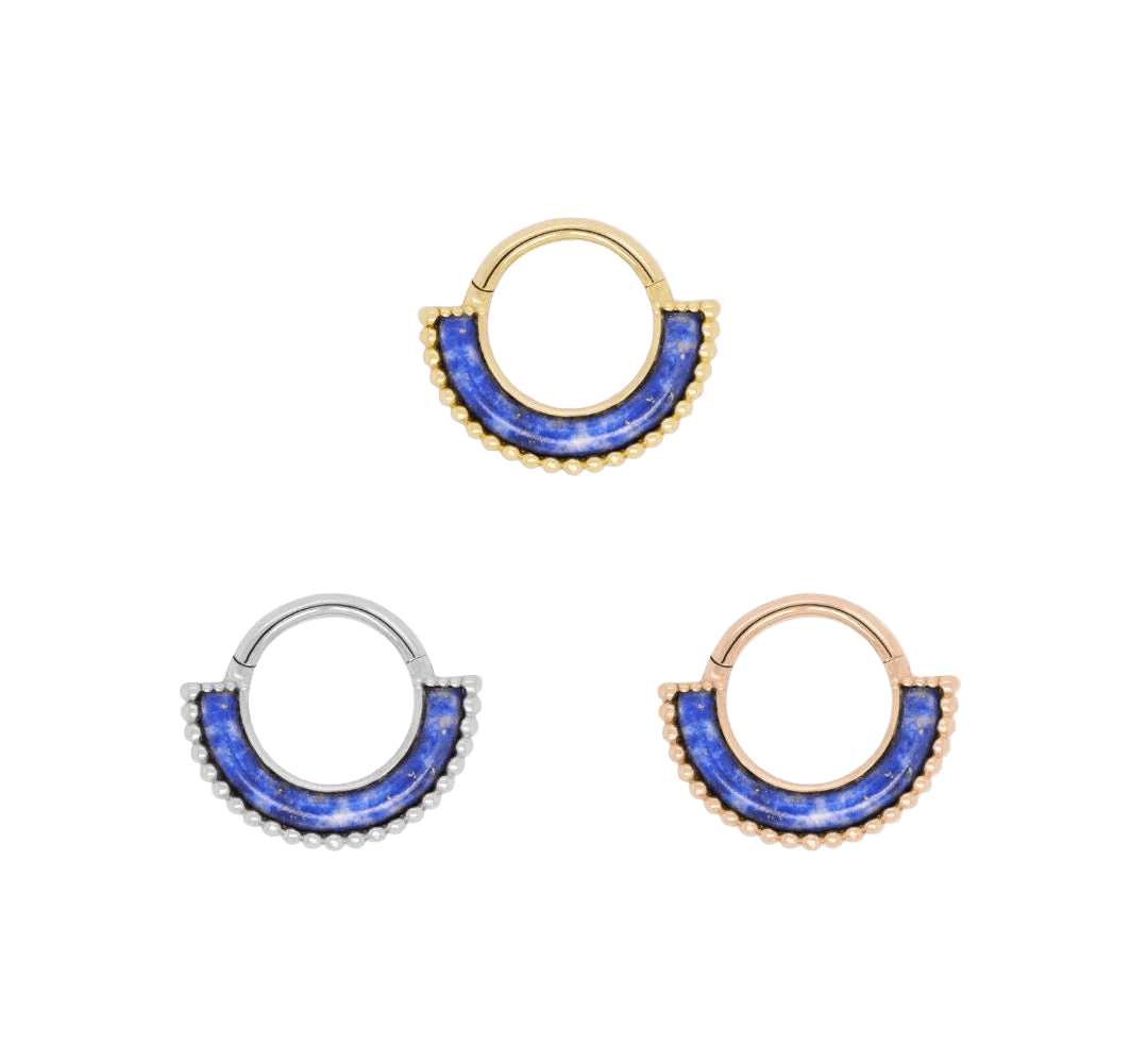 Harmonic Clicker – Lapis Lazuli – 14K Gold - piercing - zone.com