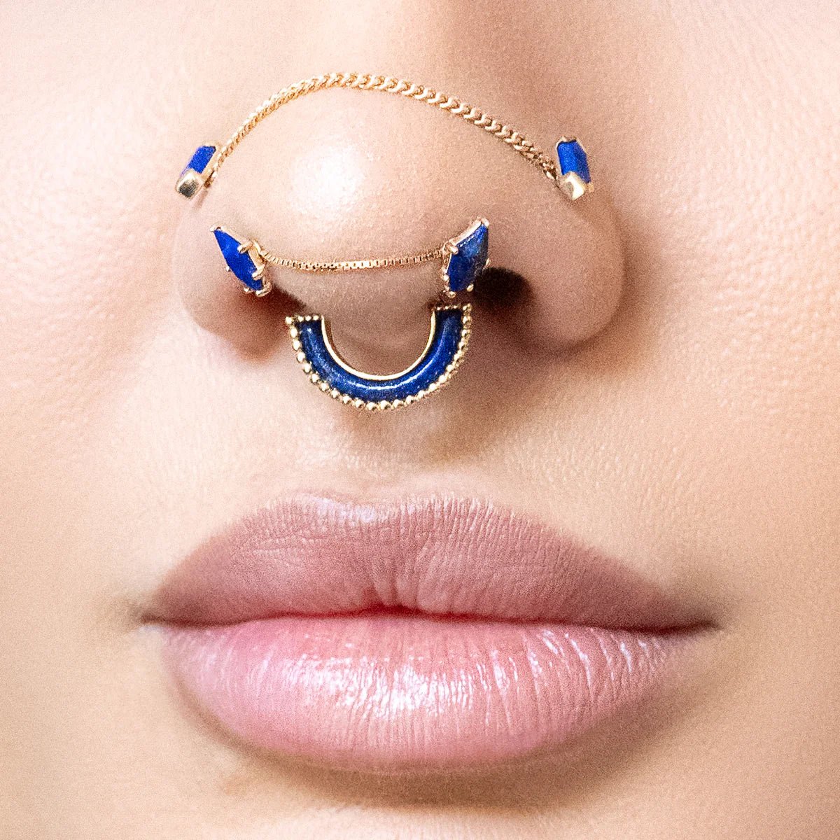 Harmonic Clicker – Lapis Lazuli – 14K Gold - piercing - zone.com