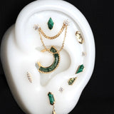 Harmonic Clicker – Moss Agate – 14K Gold - piercing - zone.com