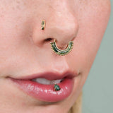 Harmonic Clicker – Moss Agate – 14K Gold - piercing - zone.com