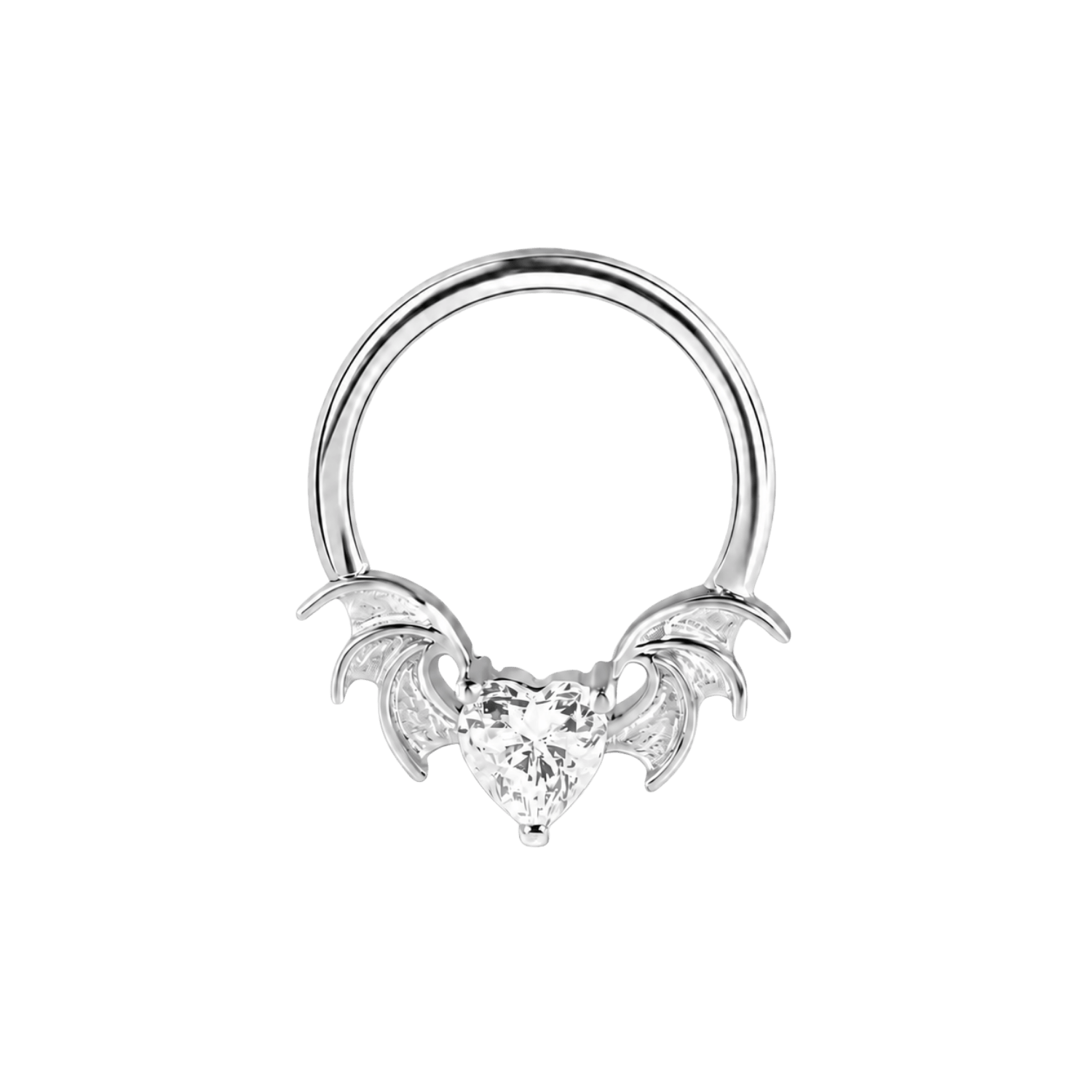 Heart Bat Seamless Ring – 14K Gold Winged Heart Design - piercing-zone.com