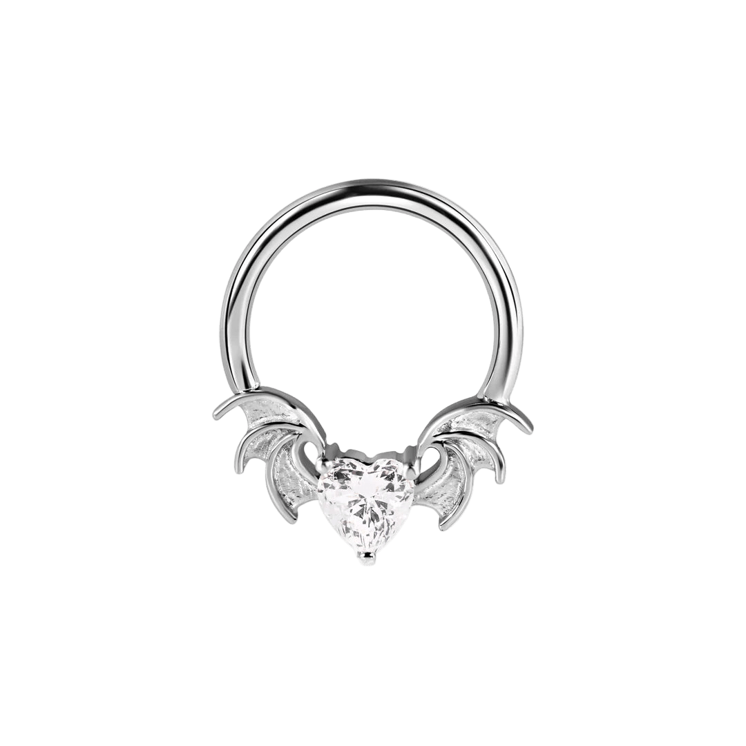 Heart Bat Seamless Ring – 14K Gold Winged Heart Design - piercing - zone.com