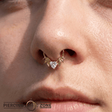 Heart Bat Seamless Ring – 14K Gold Winged Heart Design - piercing - zone.com