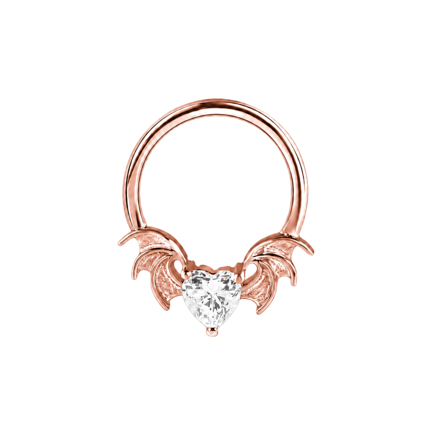 Heart Bat Seamless Ring – 14K Gold Winged Heart Design