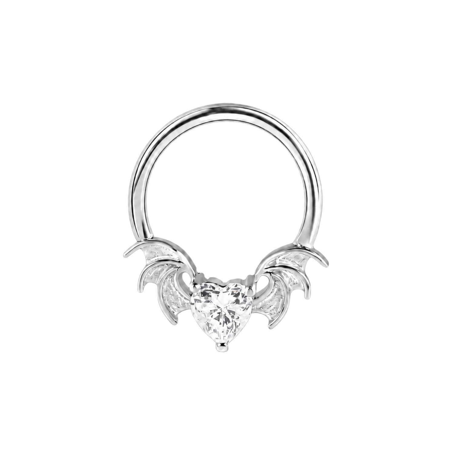 Heart Bat Seamless Ring – 14K Gold Winged Heart Design