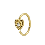Heart Double Milgrain - 14K Gold Gem Fixed Bead Ring - piercing - zone.com