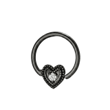Heart Double Milgrain - 14K Gold Gem Fixed Bead Ring - piercing - zone.com