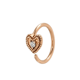 Heart Double Milgrain - 14K Gold Gem Fixed Bead Ring - piercing - zone.com