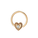 Heart Double Milgrain - 14K Gold Gem Fixed Bead Ring - piercing - zone.com