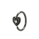Heart Double Milgrain - 14K Gold Gem Fixed Bead Ring - piercing - zone.com