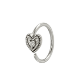 Heart Double Milgrain - 14K Gold Gem Fixed Bead Ring - piercing - zone.com