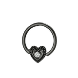 Heart Double Milgrain - 14K Gold Gem Fixed Bead Ring