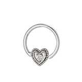 Heart Double Milgrain - 14K Gold Gem Fixed Bead Ring