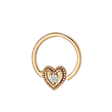 Heart Double Milgrain - 14K Gold Gem Fixed Bead Ring