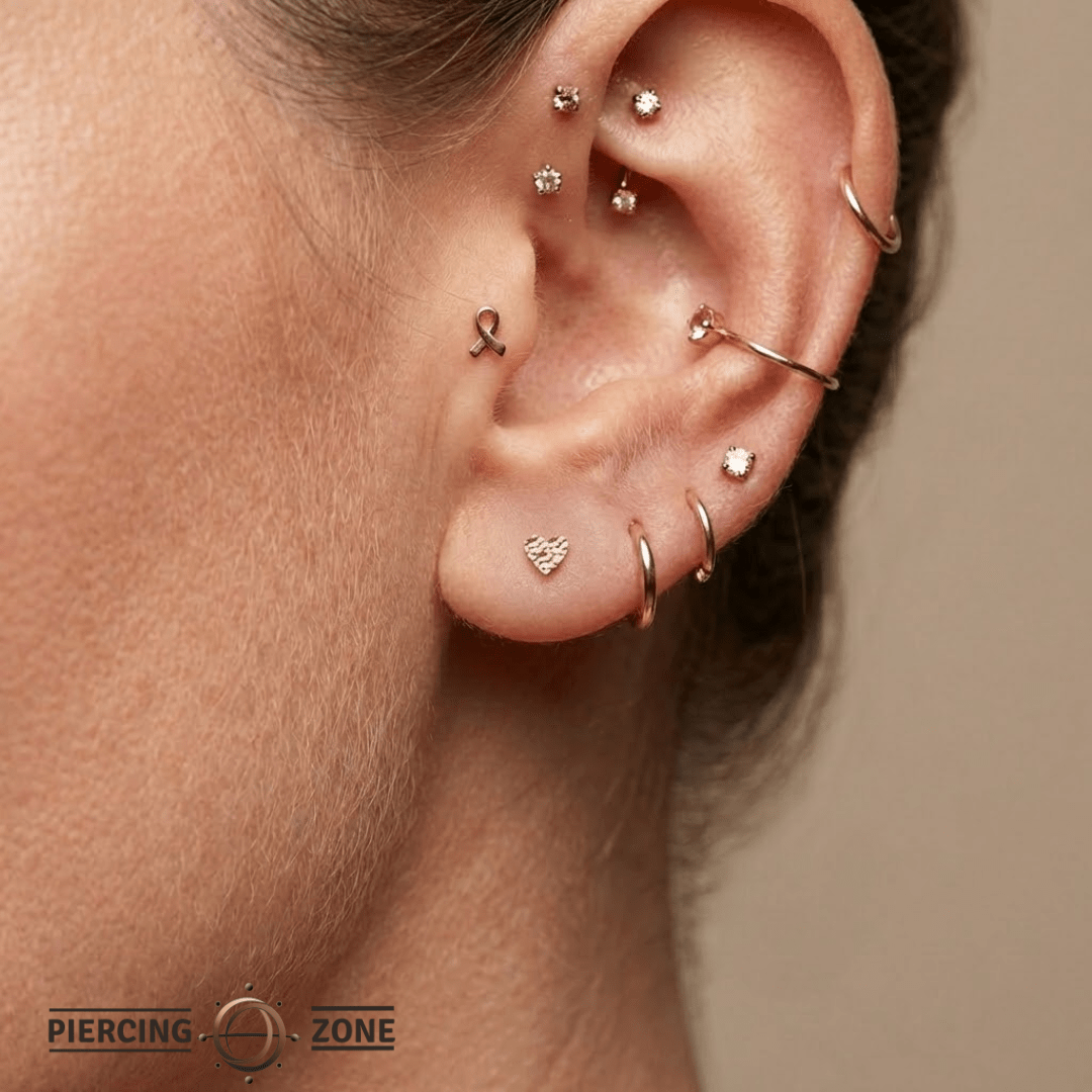 Heart Hammered – 14K Gold Threadless/Threaded End - piercing - zone.com