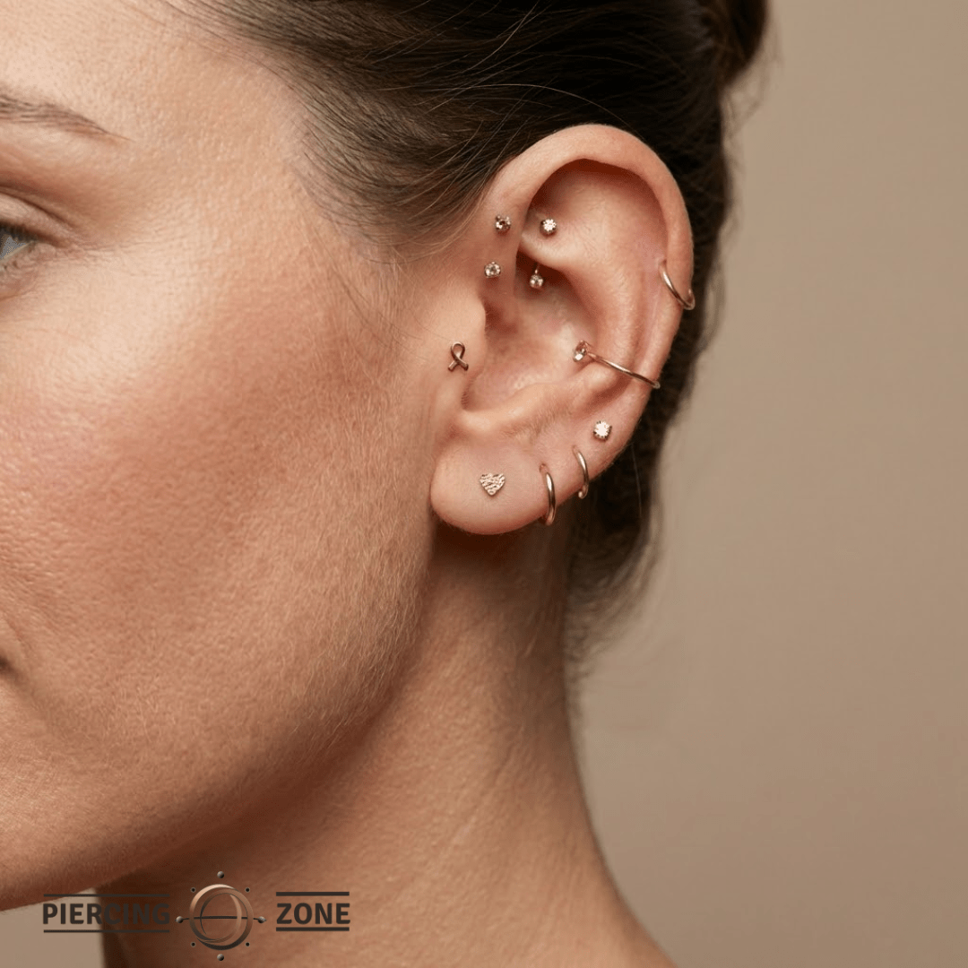 Heart Hammered – 14K Gold Threadless/Threaded End - piercing - zone.com