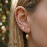 Heart Light Beam – 14K & 18K Gold Gemstone Charm - piercing - zone.com