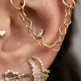 Heart Link Chain – 14K Gold Piercing Chain - piercing - zone.com