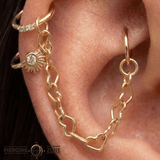 Heart Link Chain – 14K Gold Piercing Chain - piercing - zone.com
