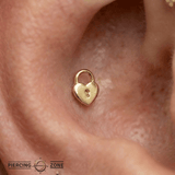 Heart Lock – 14K Gold Threadless/Threaded End - piercing - zone.com