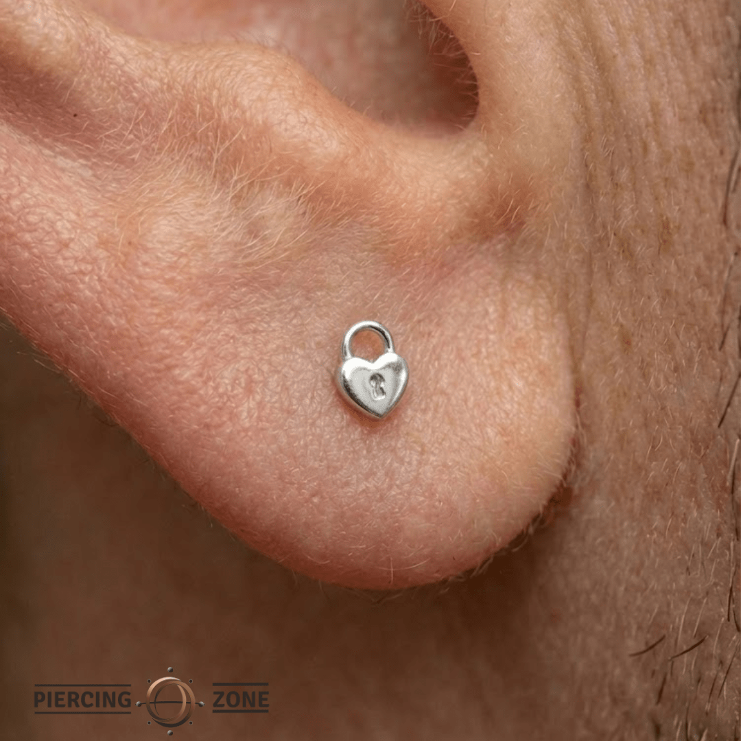 Heart Lock – 14K Gold Threadless/Threaded End - piercing - zone.com