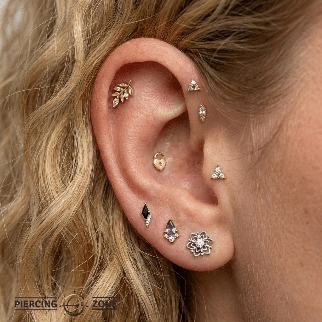 Heart Lock – 14K Gold Threadless/Threaded End - piercing - zone.com